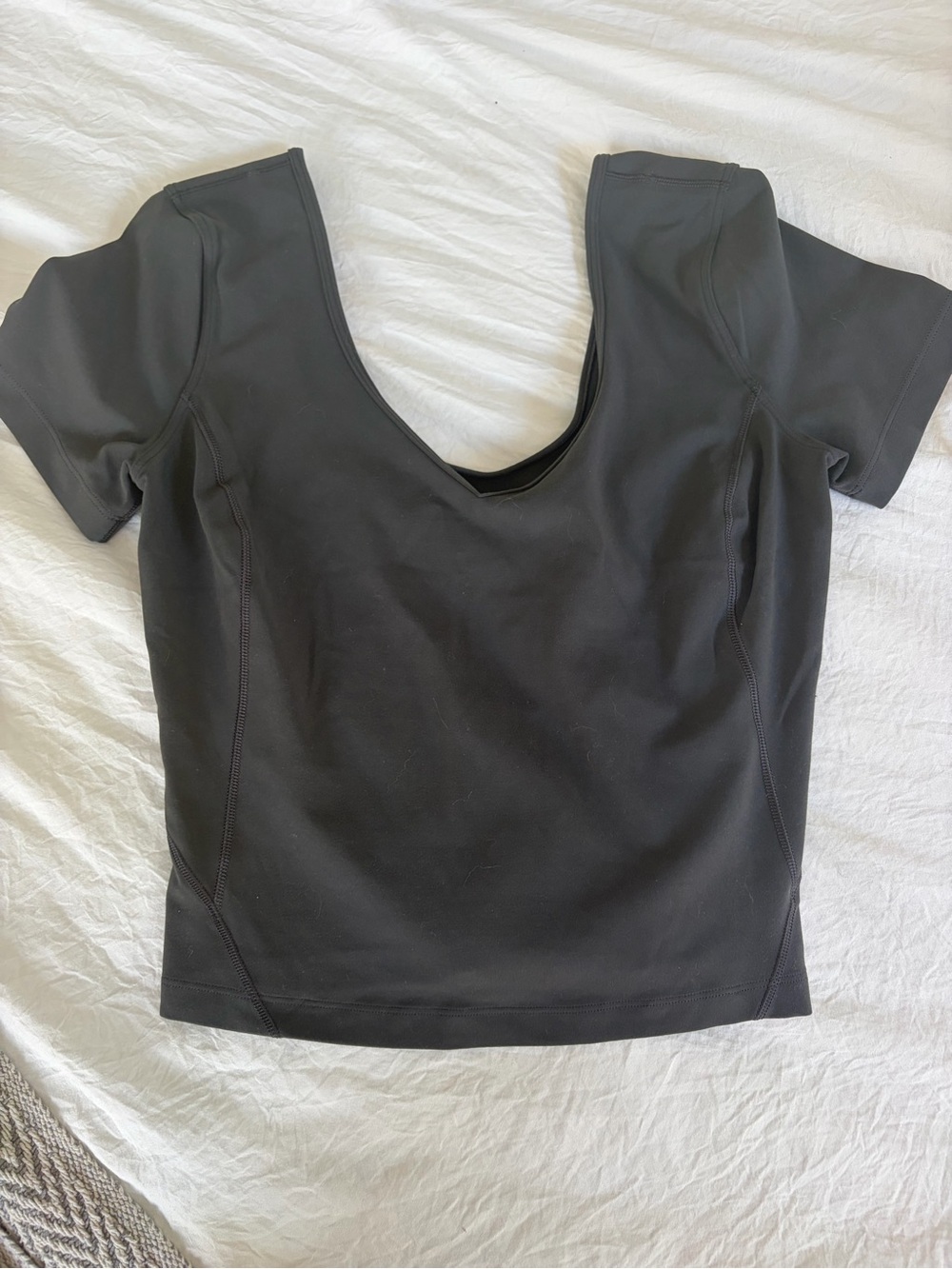 lululemon athletica Black Scoop-Neck Short Sleeve Top